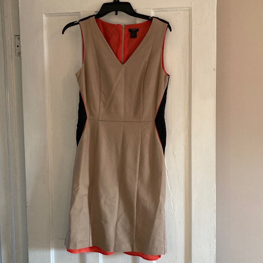 Ann Taylor Tan and Black Color Block Dress